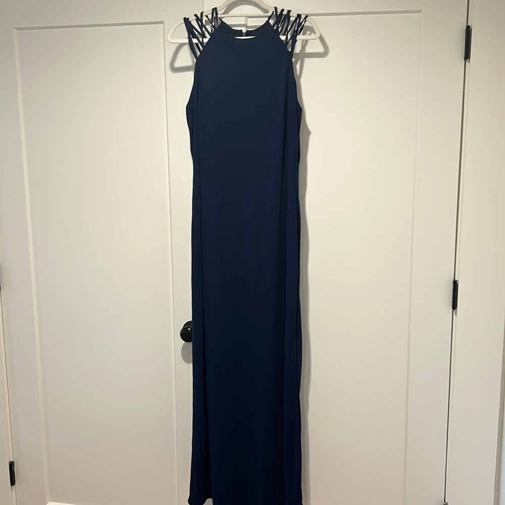 Ralph Lauren Navy Blue Gown with Cross Straps
